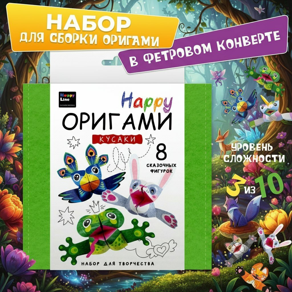 Набор для творчества детям Оригами "Кусаки" вырезалки поделки своими руками