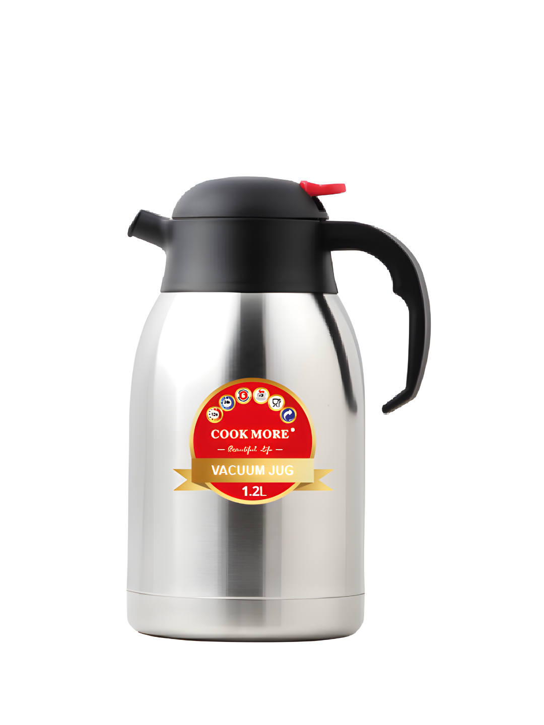 Термос вакуумный 1.2 — держит тепло 12-24 ч, двойные стенки, удобно в дороге.