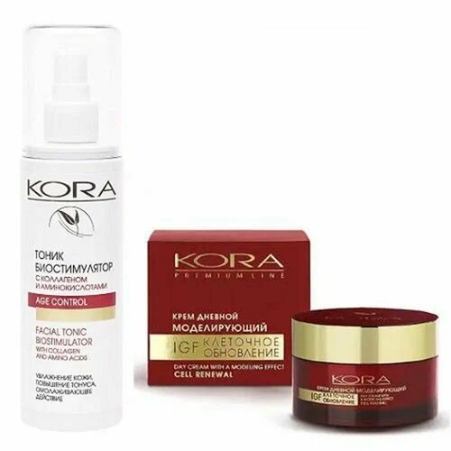 фото Кора для зрелой кожи набор anti-age: крем дневной 50 мл + тоник 150 мл kora