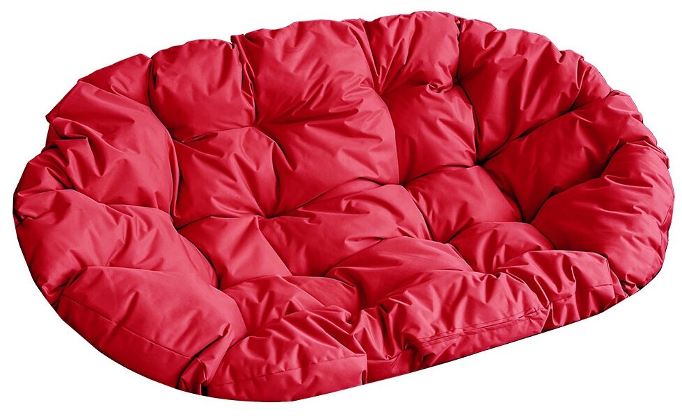 Диван M-Group мамасан ротанг коричневый, красная подушка - фотография № 3