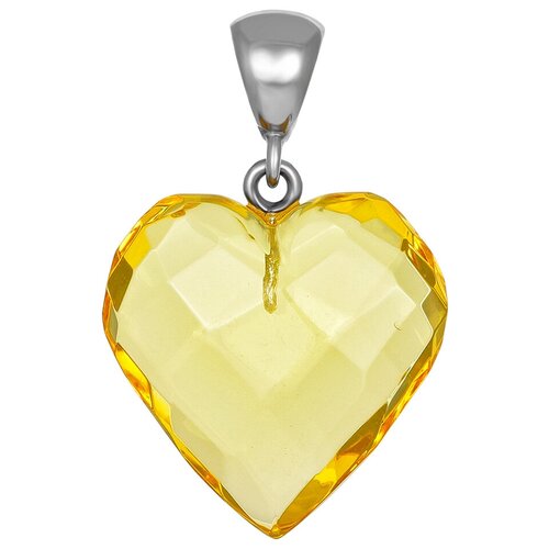 Amberholl Кулон-сердце из натурального лимонного янтаря «Алмазная грань»