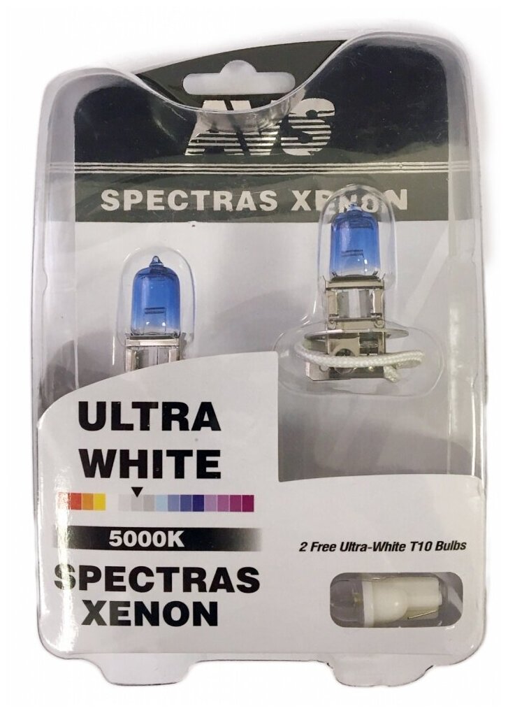 Газонаполненные лампы AVS "Spectras" 5000K H3 комплект 2+2 (T-10) шт.