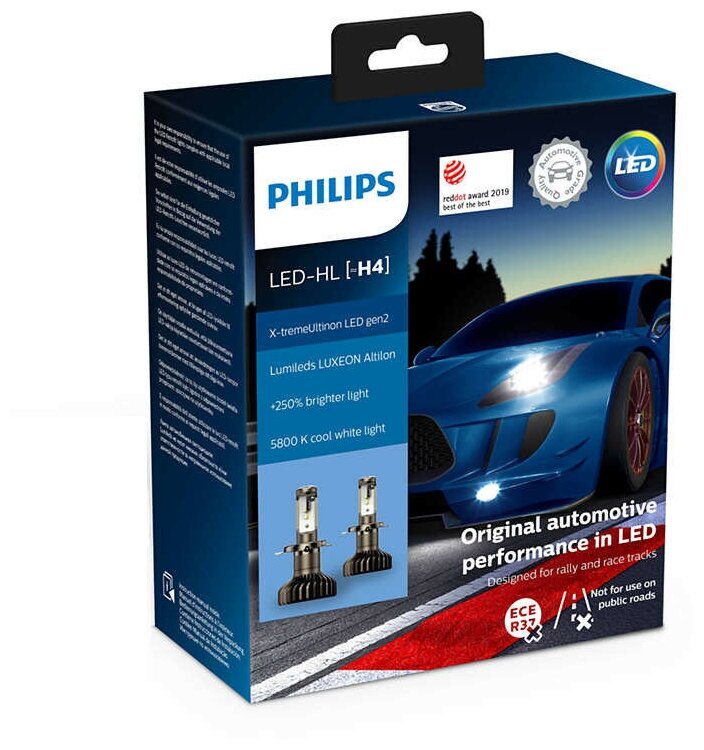    (h4) 12v 6500k x-tremeultinon led gen2, 2 Philips 11342XUWX2