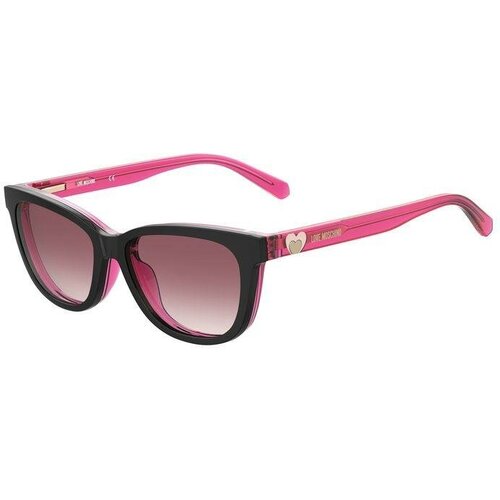 Солнцезащитные очки LOVE MOSCHINO, кошачий глаз, оправа: пластик, для женщин, черный