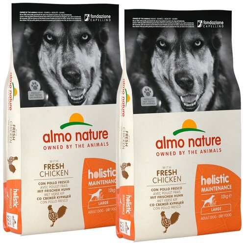 ALMO NATURE ADULT DOG LARGE & CHICKEN для взрослых собак крупных пород с курицей (12 + 12 кг) almo nature daily menu adult dog veal