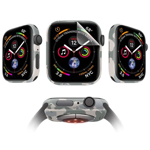 Комплект защитных пленок MOCOLL Apple Watch 38mm для дисплея Матовая (2шт) и для корпуса (2шт) Хаки Серый