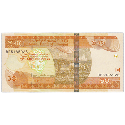 Банкнота Банк Эфиопии 50 быр 2015 года клуб нумизмат банкнота доллар эфиопии 1961 года хайле селассие i