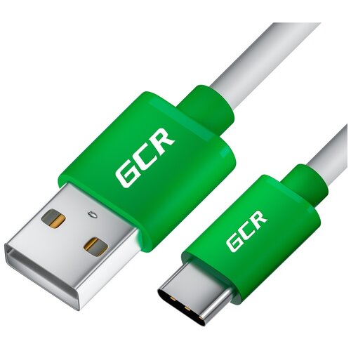 Кабель GCR USB - USB Type-C (GCR-UC1U) зеленый/белый 0.5 м