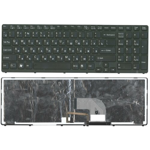 Клавиатура keyboard 149151211 для ноутбука Sony Vaio E15 E17 SVE15 SVE17 SVE1511B1RBRU3 SVE1511S9RBRU3 черная с подсветкой с черной рамкой 2680₽