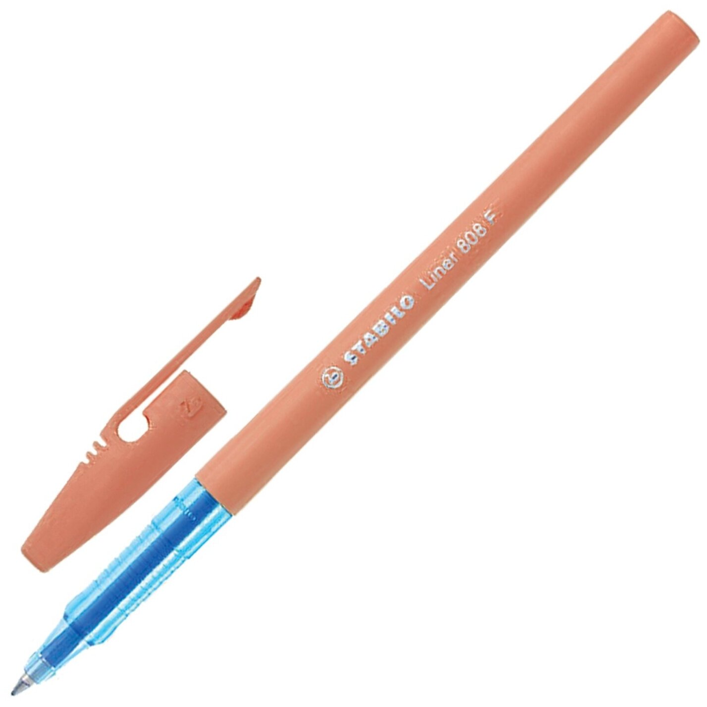 Ручка шариковая STABILO "Liner Pastel", синяя, корпус персиковый, узел 0.7 мм, линия письма 0.3 мм, 808FP1041-3