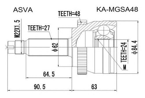 ШРУС Asva KA-MGSA48 для Kia Magentis