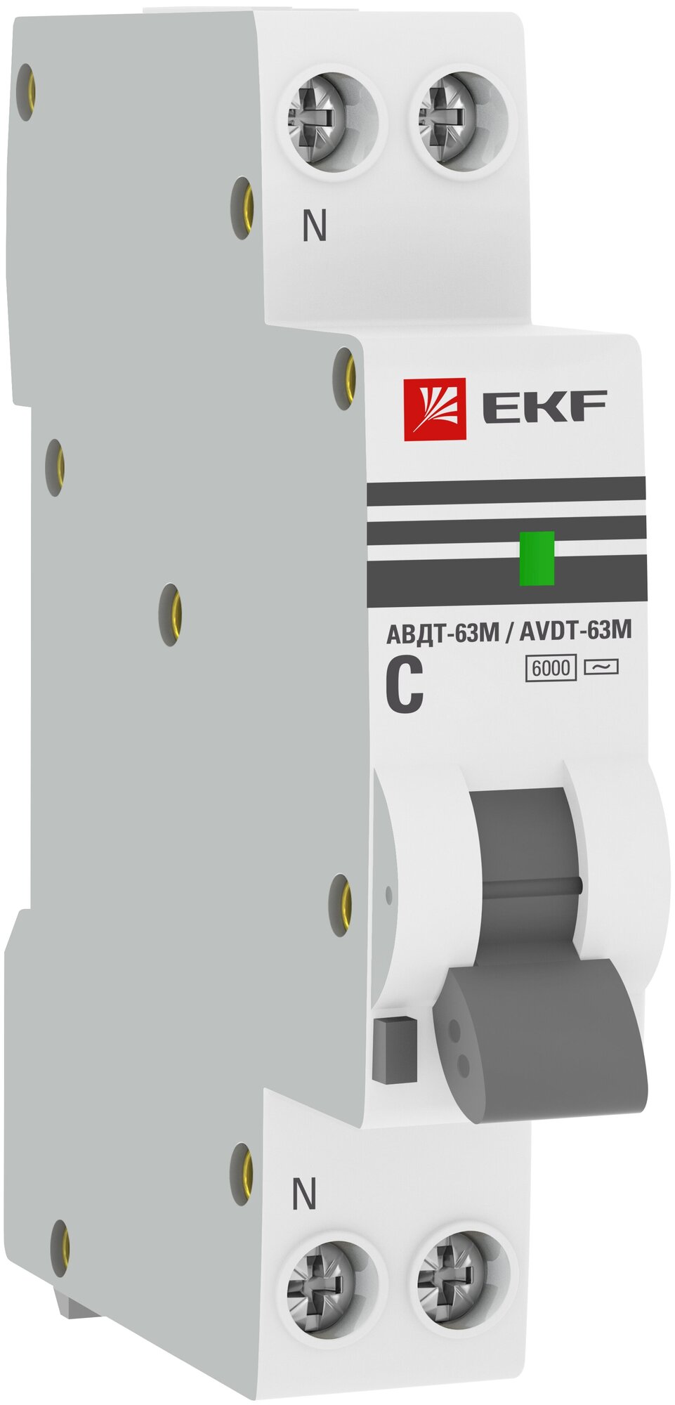 Дифференциальный автомат АВДТ-63М 20А/30мА (1 модуль, характеристика C, электронный, тип AС), 6кА, EKF PROxima