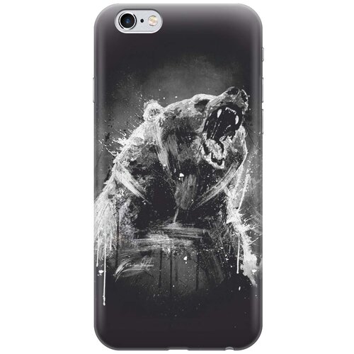 фото Gosso ультратонкий силиконовый чехол-накладка для apple iphone 6s / 6 с принтом "разъяренный медведь"