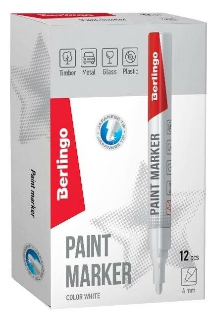 Маркер-краска Berlingo белая, 2-4мм, нитро-основа/142462 - фотография № 5