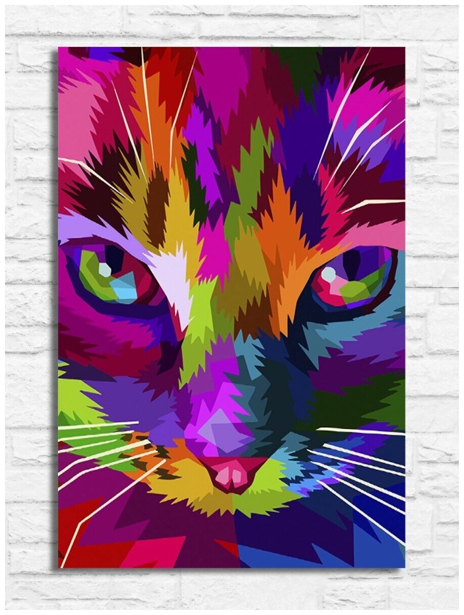 Картина по номерам на холсте Красочный Кот (Животные, МиМиМи) - 8061 В 20x30