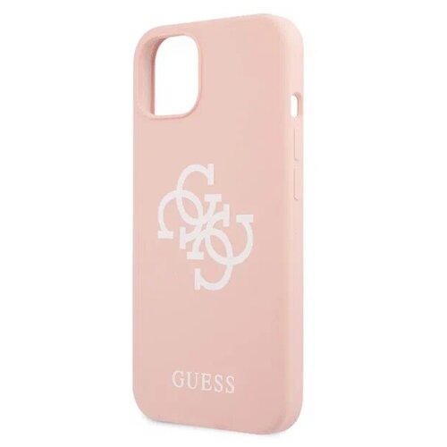 фото Guess для iphone 13 чехол liquid silicone 4g big logo hard pink