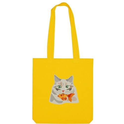 Сумка шоппер Us Basic, желтый printio футболки парные кот и золотая рыбка