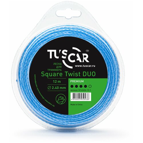 фото Леска для триммера tuscar square twist duo premium, 2.40мм* 12м, 10142424-12-1