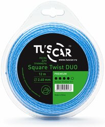 Леска для триммера TUSCAR Square Twist DUO Premium, 2.40мм* 12м