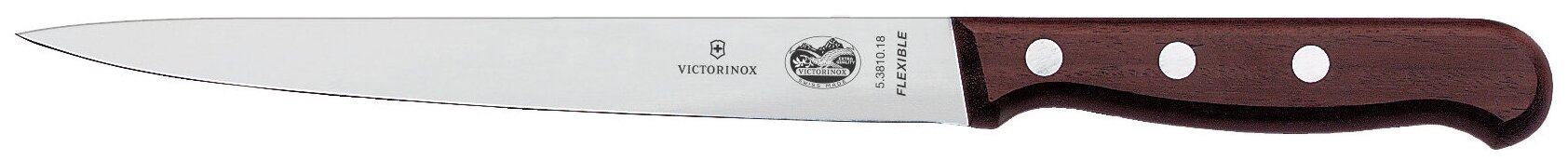 Кухонный нож Victorinox Rosewood (5.3810.18), филейный, длина лезвия 180 мм, прямая заточка, цвет рукояти коричневый