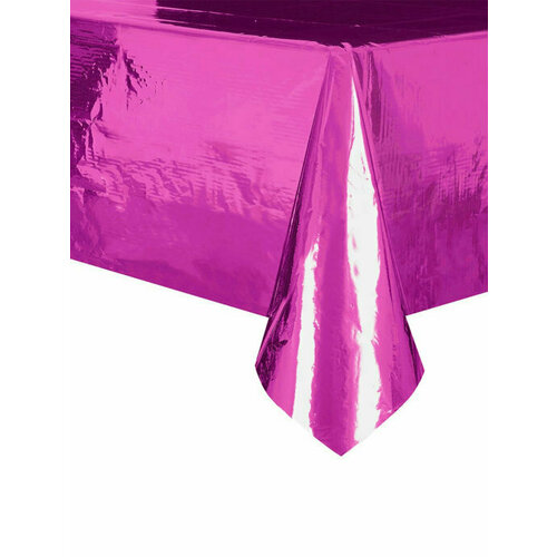 Скатерть фольгированная для праздника фуксия, 130 х 180 см