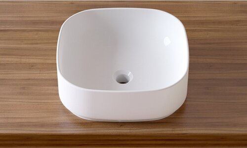 Накладная раковина в ванную Lavinia Boho Bathroom Sink Slim 33311006: умывальник из фарфора 40 см, квадратный, цвет глянцевый белый