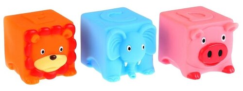 Набор для ванной Играем вместе 3 кубика (LNX29-30-31), оранжевый/голубой/розовый
