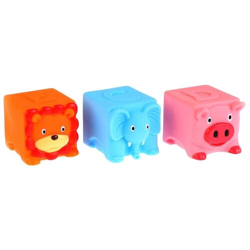 фото Играем вместе. игрушка для купания "3 кубика" (def) пищалка, в сетке арт.lnx29-30-31