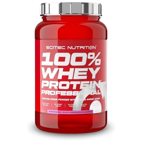 Протеин Scitec Nutrition 100% Whey Protein Professional, 920 гр., клубника-белый шоколад scitec nutrition protein delite shake 700 гр клубника белый шоколад