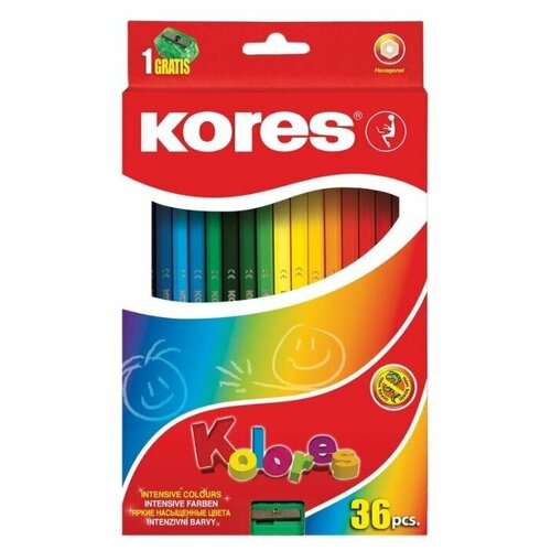 Купить Kores Карандаши цветные Kores 36 цветов с точилкой (128901), Цветные карандаши