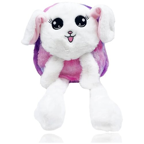 фото Детский плюшевый рюкзак заяц кролик, шевелит ушками, светится market toys lab
