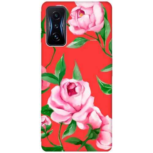 Силиконовый чехол на Xiaomi Poco F4 GT, Сяоми Поко Ф4 ГТ Silky Touch Premium с принтом Amazing Peonies красный матовый чехол на xiaomi poco f4 gt сяоми поко ф4 гт soft touch черный