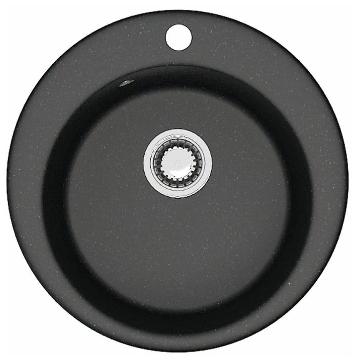 Мойка для кухни из камня Zein 30/Q4, d = 475 мм, круглая, перелив, цвет черный Zein 7573718 . - фотография № 1