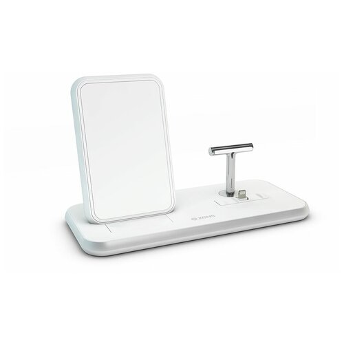 фото Беспроводное зарядное устройство zens stand+dock aluminium wireless charge. цвет белый.zens stand+dock aluminium wireless charger white