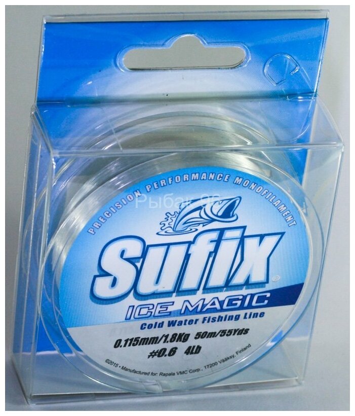 Леска SUFIX Ice Magic , монофильная, 0.155мм, 50м, 2.2кг, прозрачный - фото №1