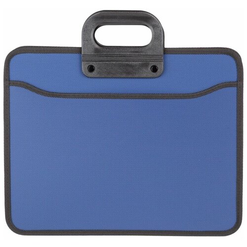 Папка-портфель пластиковая А4+ синяя (390x320 мм 4 отделения усиленная ручка), 207583