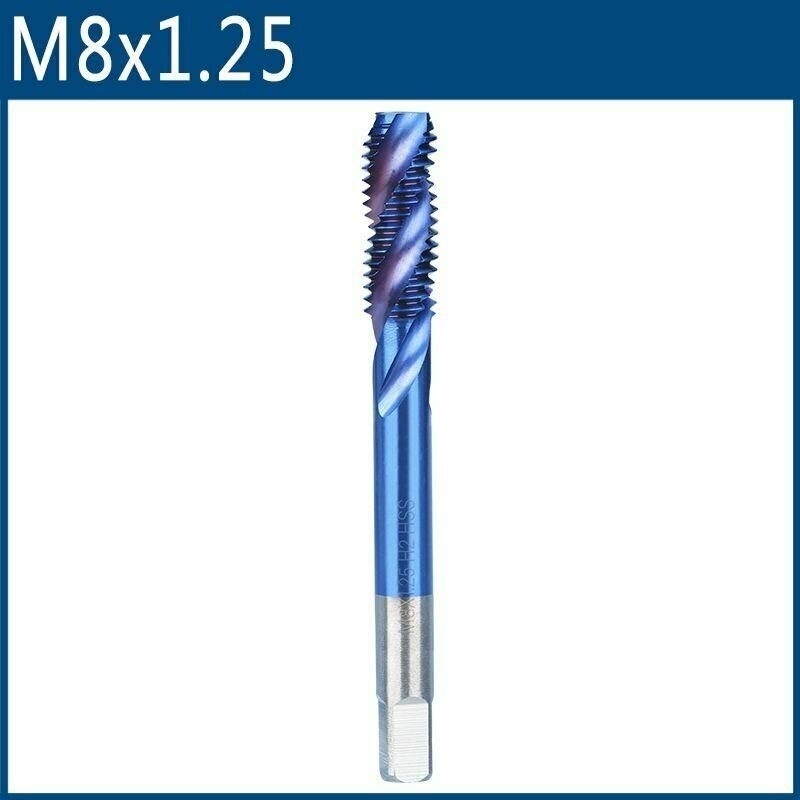 фото Метчик машинный XCAN HSS M8х1,25 с винтовой канавкой, нано-синее покрытие