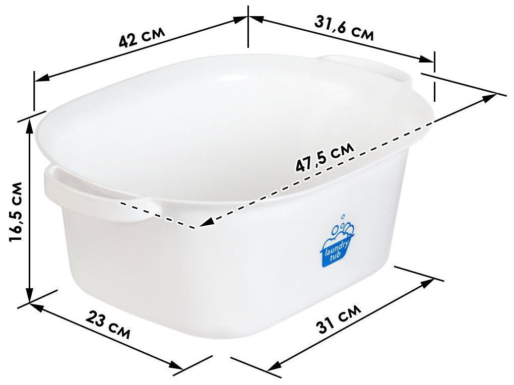 Таз с ручками 12 л с антибактериальной обработкой, 47.5х31.6х16.5 см Tonbo - фотография № 2