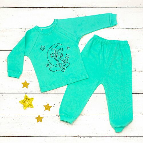 фото Пижама , джемпер, брюки, размер 98, бирюзовый нет бренда