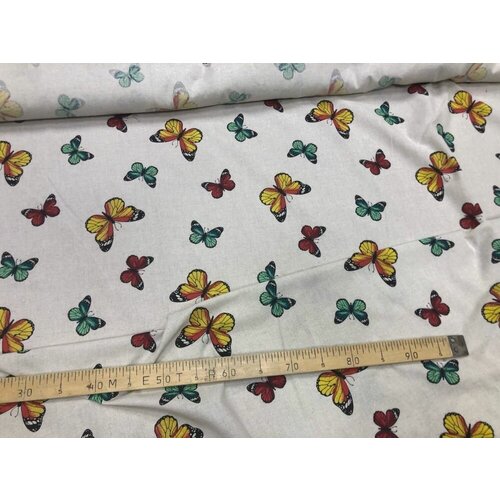 150 см. Ткань с рисунком Бабочек от 1 метра