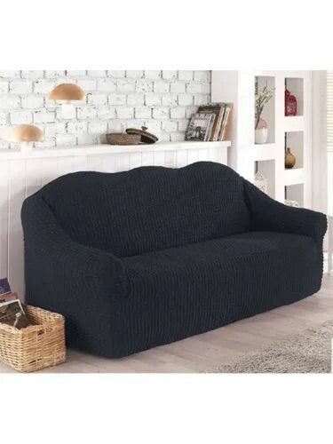 фото Чехол на диван трехместный без оборки, на резинке, универсальный, с подлокотниками, накидка дивандек на диван