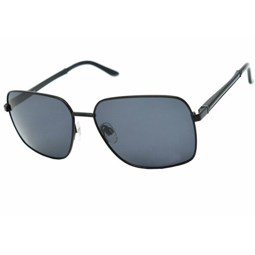 Солнцезащитные очки Megapolis, прямоугольные, оправа: металл, поляризационные, для мужчин, черный