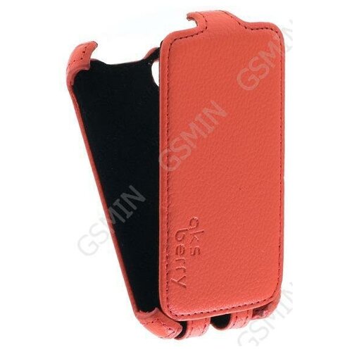 Кожаный чехол для LG L40 D170 Aksberry Protective Flip Case (Красный)