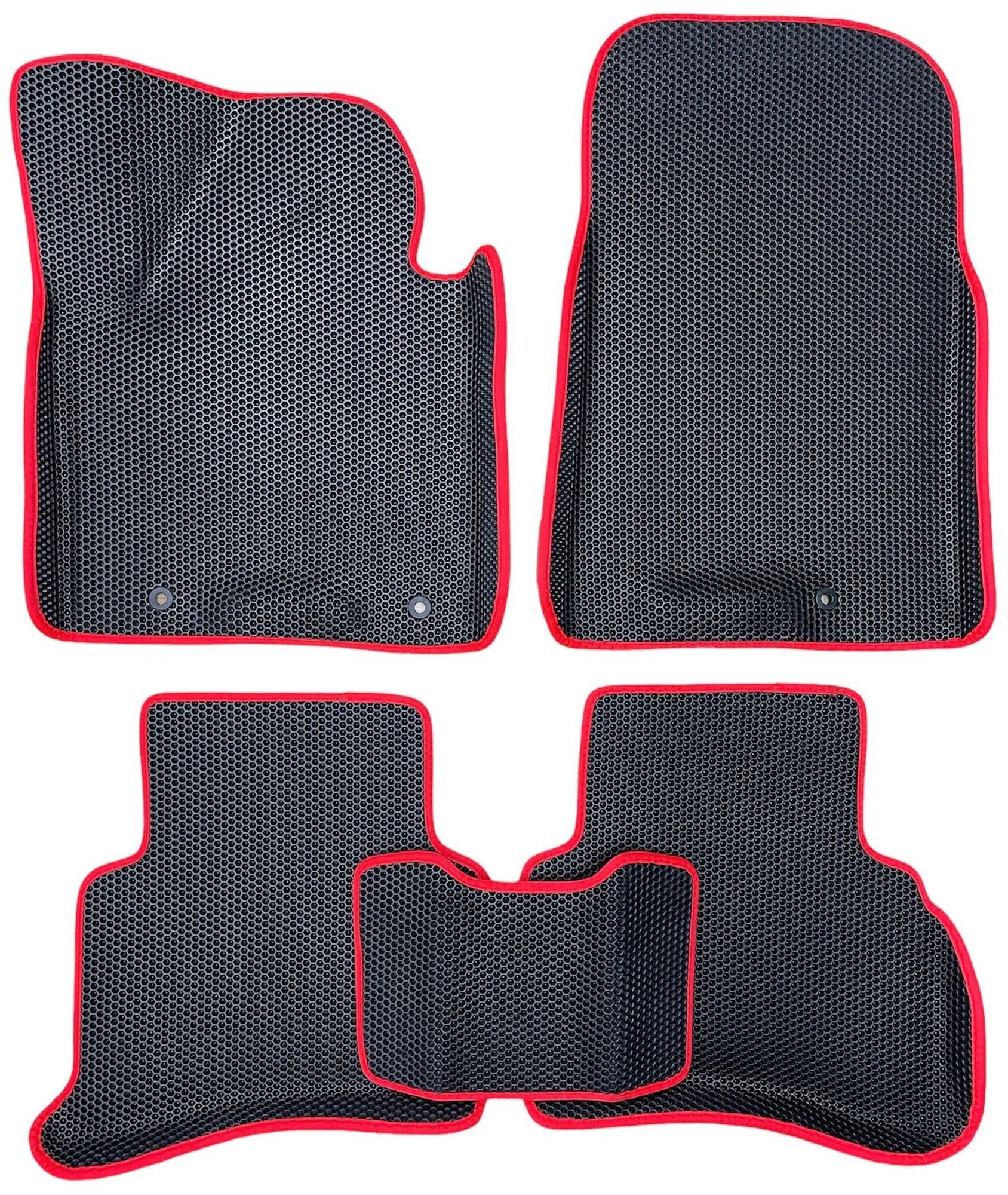 Автомобильные коврики ЕВА / EVA для Kia SportAge IV 2015-н. в. / Киа Спортейдж 4 / 3D 3д / с бортами / черный-красный + металлический подпятник