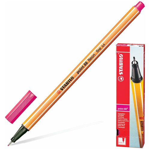 STABILO Ручка капиллярная stabilo point 88 , неоновая розовая, корпус оранжевый, линия письма 0,4 мм, 88/056, 10 шт.
