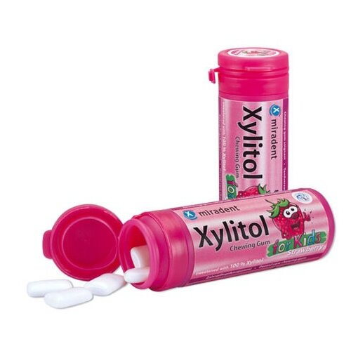 фото Жевательная резинка miradent xylitol for kids земляника docdont