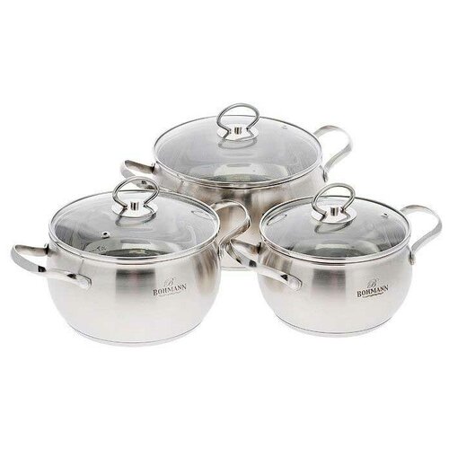 фото Набор кастрюль bohmann 0601bh 6 пр. серебристый