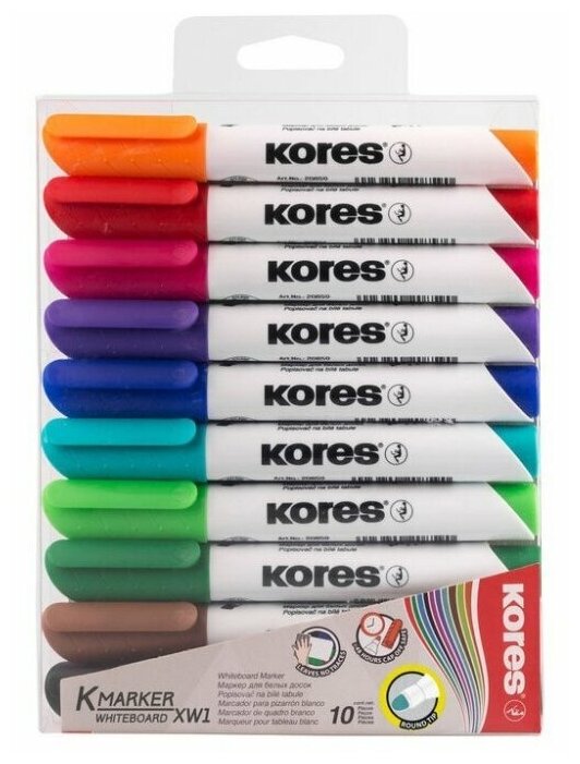 Kores Набор маркеров для белых досок K-Marker XW1, 20800, 10 шт .