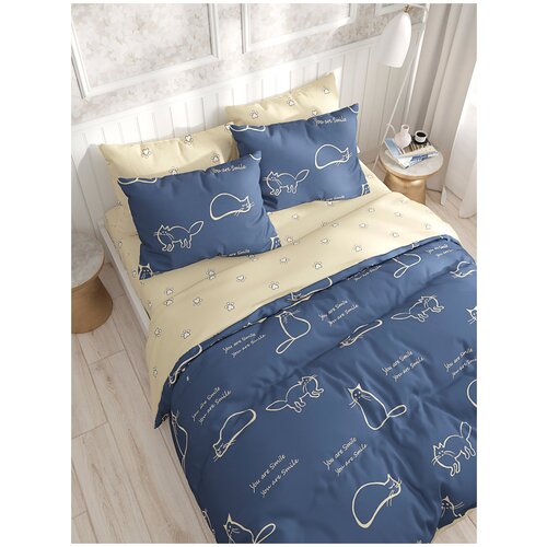 фото Постельное белье сказка "котики/котики (компаньон)" евро наволочка 50х70 см 2 шт простынь 240х215 см пододеяльник 200х215 см