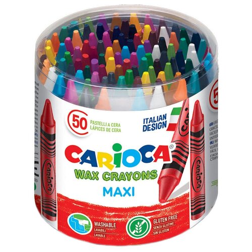 Набор крупных восковых мелков WAX CRAYONS MAXI, пластиковый бокс, 50 шт.